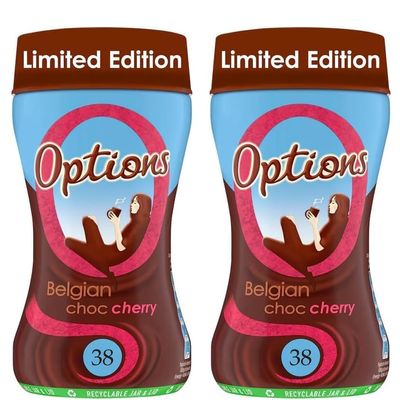 Options Limited Edition Belgian Chocolate Cherry Hot Chocolate 220g, Rich Creamy Drinking Chocolate with Cherry Flavour, Premium Instant Hot Cocoa Mix (220g (Pack of 2))