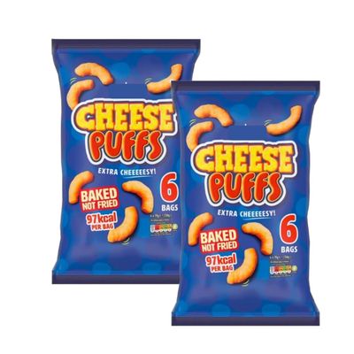 Cheese Puffs, Baked Not Fried, Extra Cheeeesy!, Pack of 2, No Artificial Colours or Flavours, 97kcal per Bag, Suitable for Vegetarian
