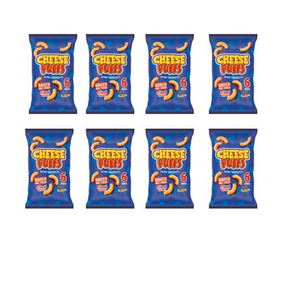 Cheese Puffs, Baked Not Fried, Extra Cheeeesy!, Pack of 8, No Artificial Colours or Flavours, 97kcal per Bag, Suitable for Vegetarian