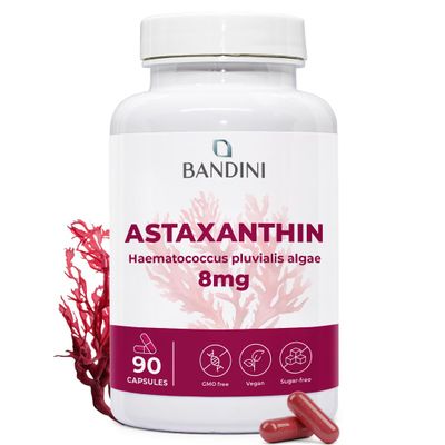 Bandini Astaxanthin 8 mg Powder per Capsule | 90 Capsules - 3-Month Supply