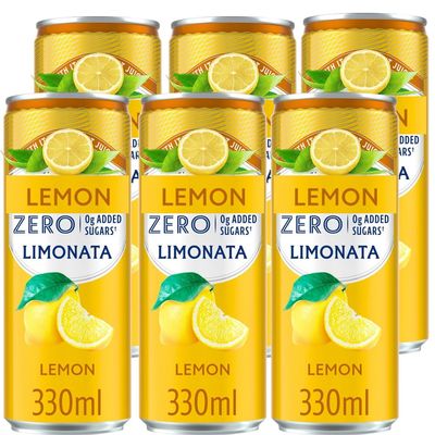 Italian Sparkling Variety Drink 330ml Zero Lemon, Peach & Clementine Flavours, Sugar-Free Carbonated Soft Drinks, Refreshing Beverage Pack - snplg (6 x Cans, Zero Lemon 330ml)