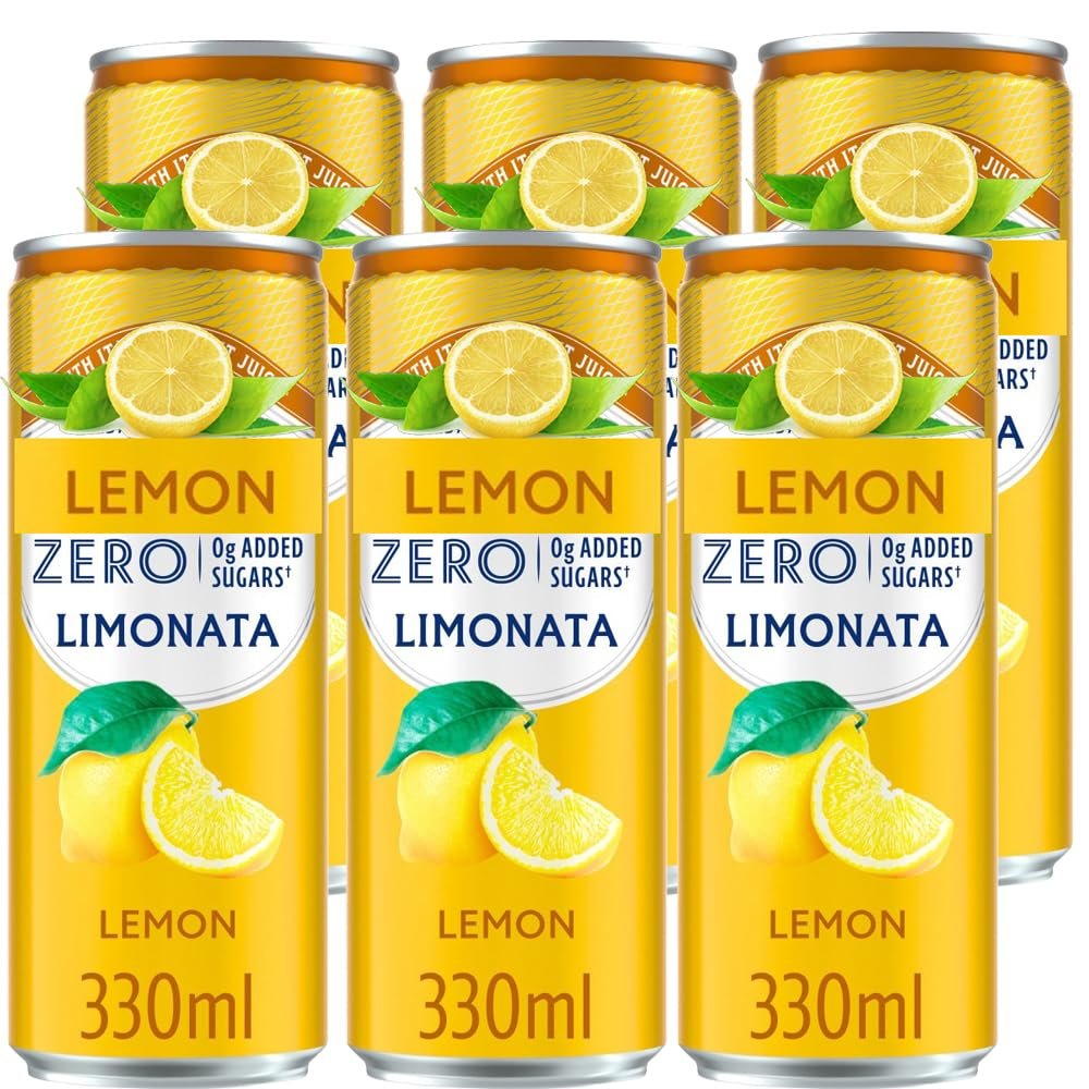 Italian Sparkling Variety Drink 330ml Zero Lemon, Peach & Clementine Flavours, Sugar-Free Carbonated Soft Drinks, Refreshing Beverage Pack - snplg (6 x Cans, Zero Lemon 330ml)