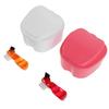 TOYANDONA 2 Sets Denture Soaking Case Portable Retainer Storage Box White Pink Denture Cleaning Kit for Travel Dental Care view 1