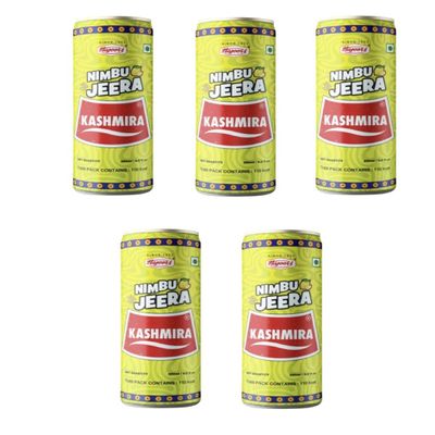 Kashmira Nimbu Jeera Soda 250ml Can Lemon Cumin Flavoured Fizzy Drink | Sparkling Indian Soft Drink | Refreshing Carbonated Beverage (Pack of 5)