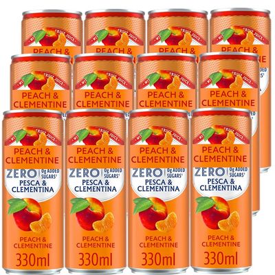 Italian Sparkling Variety Drink 330ml Zero Lemon, Peach & Clementine Flavours, Sugar-Free Carbonated Soft Drinks, Refreshing Beverage Pack - snplg (12 x Cans, Zero Peach & Clementine 330ml)