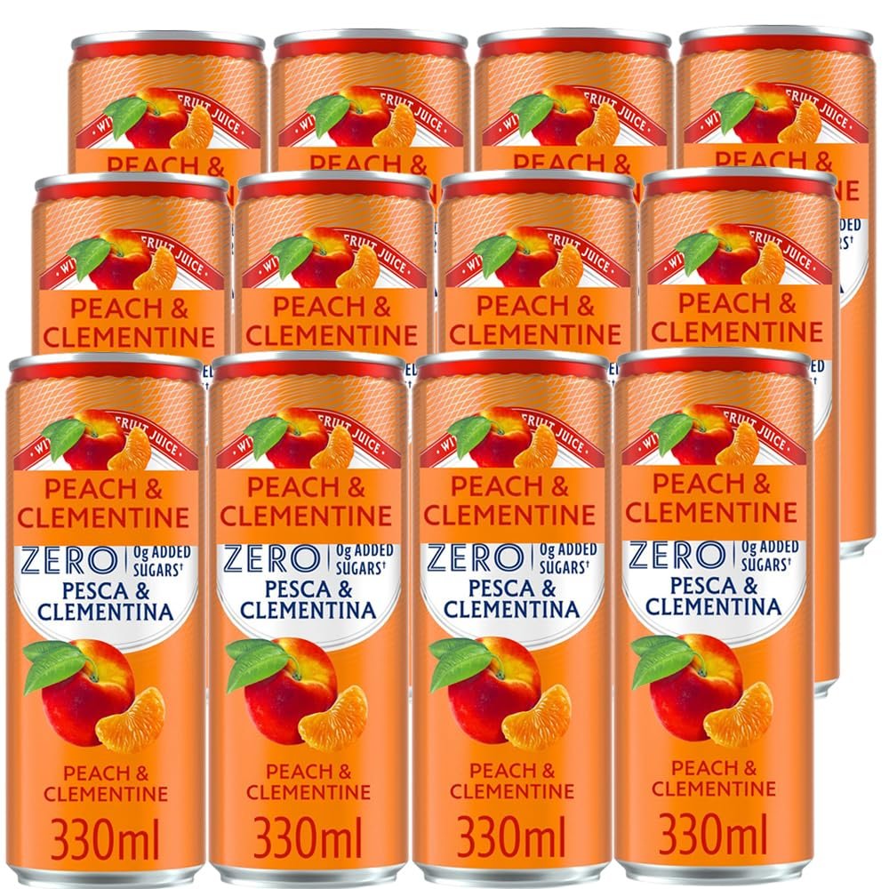 Italian Sparkling Variety Drink 330ml Zero Lemon, Peach & Clementine Flavours, Sugar-Free Carbonated Soft Drinks, Refreshing Beverage Pack - snplg (12 x Cans, Zero Peach & Clementine 330ml)
