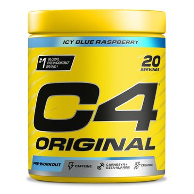 C4 Original Beta Alanine Sports Nutrition Bulk Pre Workout Powder for Men & Women | Best Pre-Workout Energy Drink Supplements | Creatine Monohydrate | ICY Blue Raspberry | 20 Servings