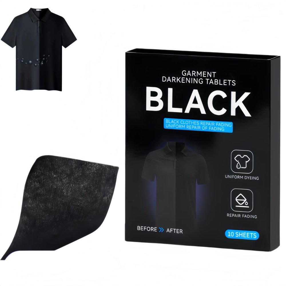 Black Fabric Dye,Pack of 10 Durable Textile Dye Tablets,Fabric Color Reviver for Black Clothes,Machine Washable for Cotton Silk. (1Box)