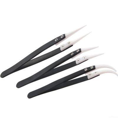 3pcs Non Conductive Ceramic Tweezers Set, Anti-Static Zirconia Tips for Soldering, Heat Resistant Stainless Steel Tools with Straight