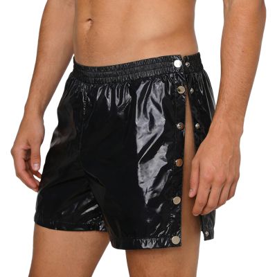 Agoky Men STear Away Shorts Plastic Loungewear Beach Surfing Swimwear Knee Leg Hip Surgical Waterproof Short Pants Black XXL