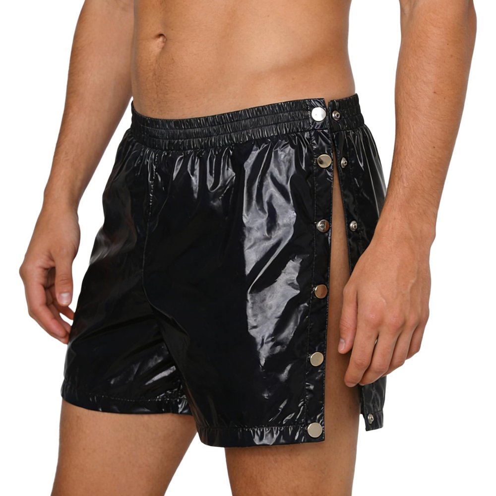 Agoky Men STear Away Shorts Plastic Loungewear Beach Surfing Swimwear Knee Leg Hip Surgical Waterproof Short Pants Black XXL