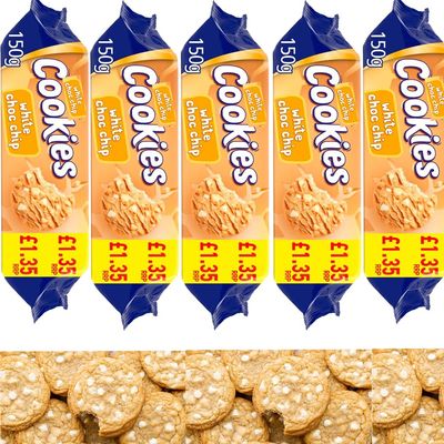 Chunky One White Choc Chip Cookies PMP 150g - Cookies with White Chocolate Chips - mct (6 x Packs)