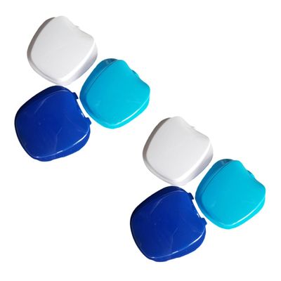 PAMINGONO 2pcs Denture Storage Box Portable Case Hinge Strainer for Dentures Random Color