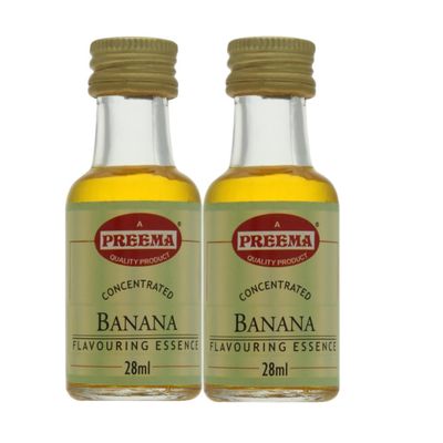 Preema Banana Flavouring Essence 28ml (Pack of 2) Concentrated Banana Liquid Flavour for Baking, Cakes, Desserts & Milkshakes | Sweet & Fruity Banana Flavour