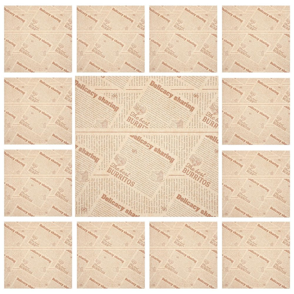NESTINGHO 100pcs Oilproof Food Wrapping Paper for Sandwiches and Fried Chicken, Stylish Non-Stick Baking and Packing Paper, 25x25cm, Sturdy and Not Easy to Tear for Food
