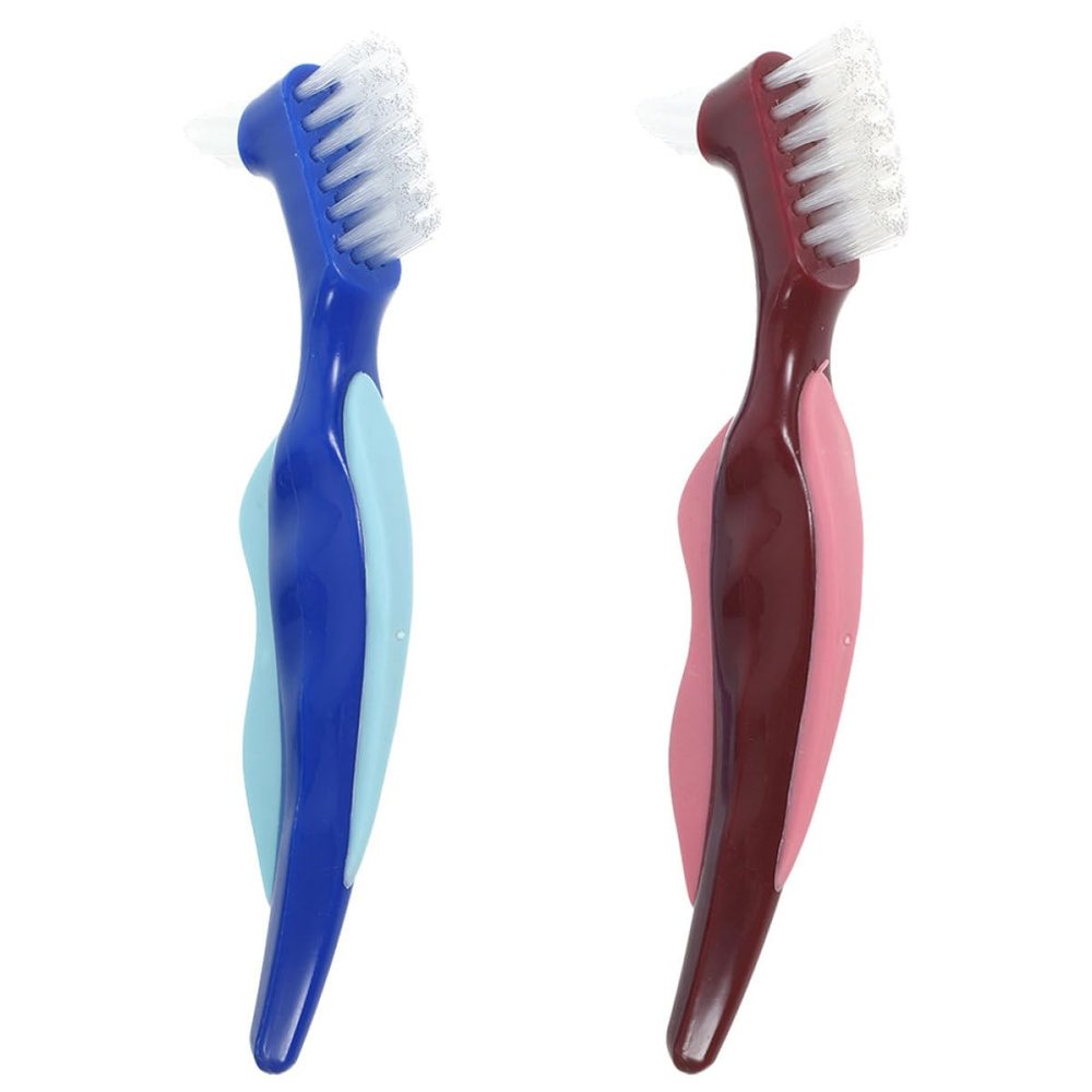 Alipis 2pcs Double Sided Denture Toothbrushes Lightweight Denture Cleaning Brush with Nylon Bristles for Partial for Oral Care Cleaning at Home