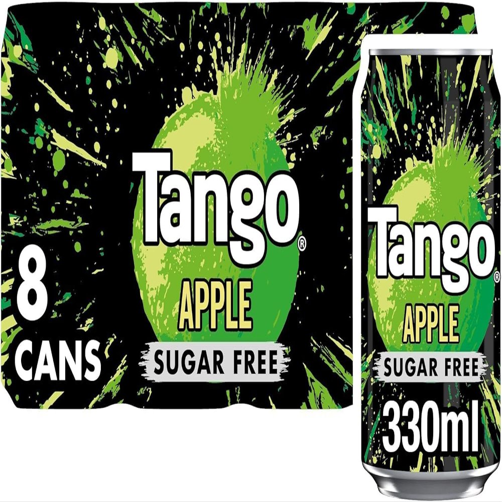 Tango Assorted Soft Drinks Multipack 8 x 330ml Mixed Flavours Fizzy Soda Cans, Refreshing Carbonated Beverages (Apple Sugar Free)