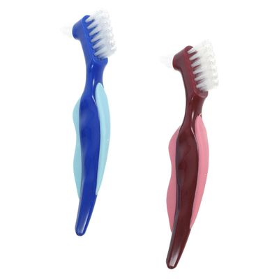 LIFKICH 2pcs Denture Cleaning Brushes Lightweight Double Sided Toothbrushes for Full and Half Dentures with Nylon Bristles for Oral Care Cleaning at Home