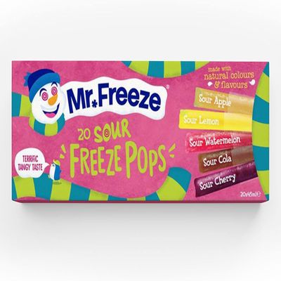 Mr Freeze Sour Freeze Pops 20 x 45ml Tangy Icy Ice Pops, Assorted Sour Flavours, Ready-to-Freeze Summer Treat for Kids & Adults