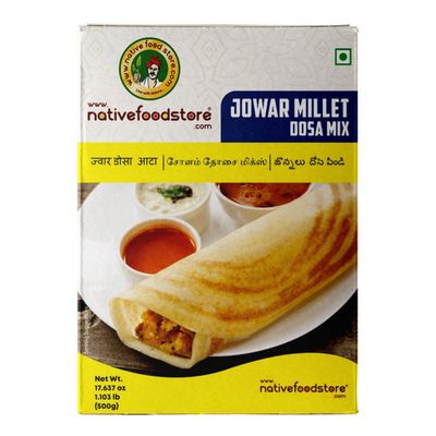 Lakshmi Stores - Native Food Store Jowar Millet Dosa Mix, Instant South Indian Breakfast Flour, Sorghum Millet Batter Mix, 500g
