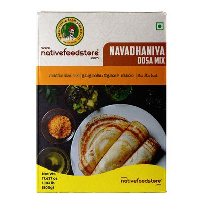 Lakshmi Stores - Native Food Store Navadhaniya Dosa Mix, Multi Millet Instant Dosa Powder, Traditional South Indian Breakfast Mix, 500g