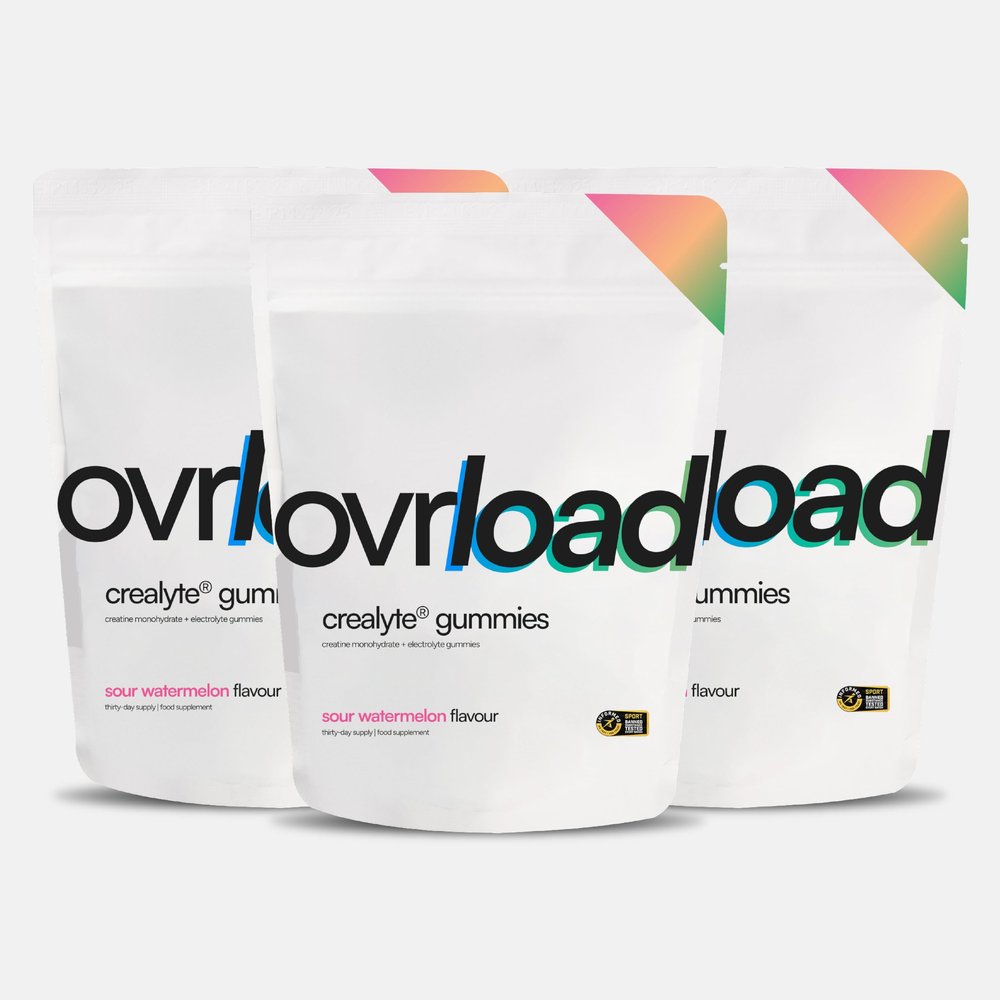 Ovrload Crealyte Gummies, 90 Creatine Gummies (3 Month Supply), 4500mg per Serving, Added Electrolytes Vitamin D3 & Pink Himalayan Salt (90 Count (Pack of 3), Sour Watermelon)