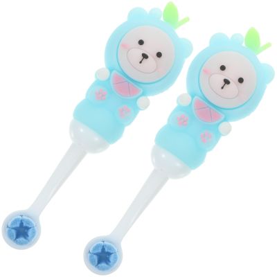 NOLITOY Children Toothbrushes Oral Care with Bear Shape 2pcs Soft Bristle Extra Safe and Lovely Silicone Material Manual Kids Teeth Brush for Toddlers, Back to School