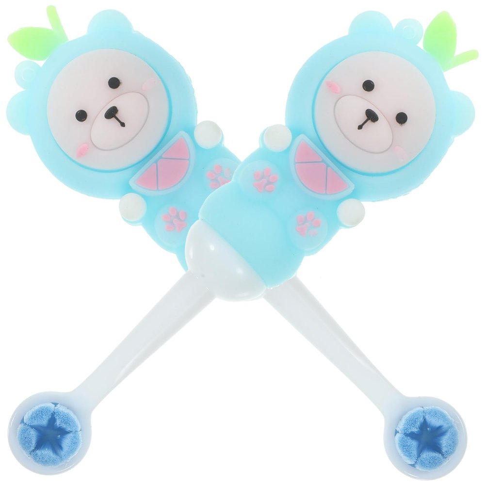 Alasum Toothbrush Set Safe Manual Toothbrush with Soft Silicone Bristles 2pcs and Cute Bear Shape for Aged 0-9, for Daily Oral Care