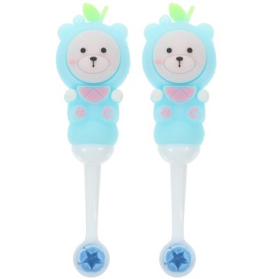 ROMISBABA Soft Silicone Toothbrushes Bear Shape Manual Toothbrushes 2pcs with Gentle Care for Teeth and Gums Suitable