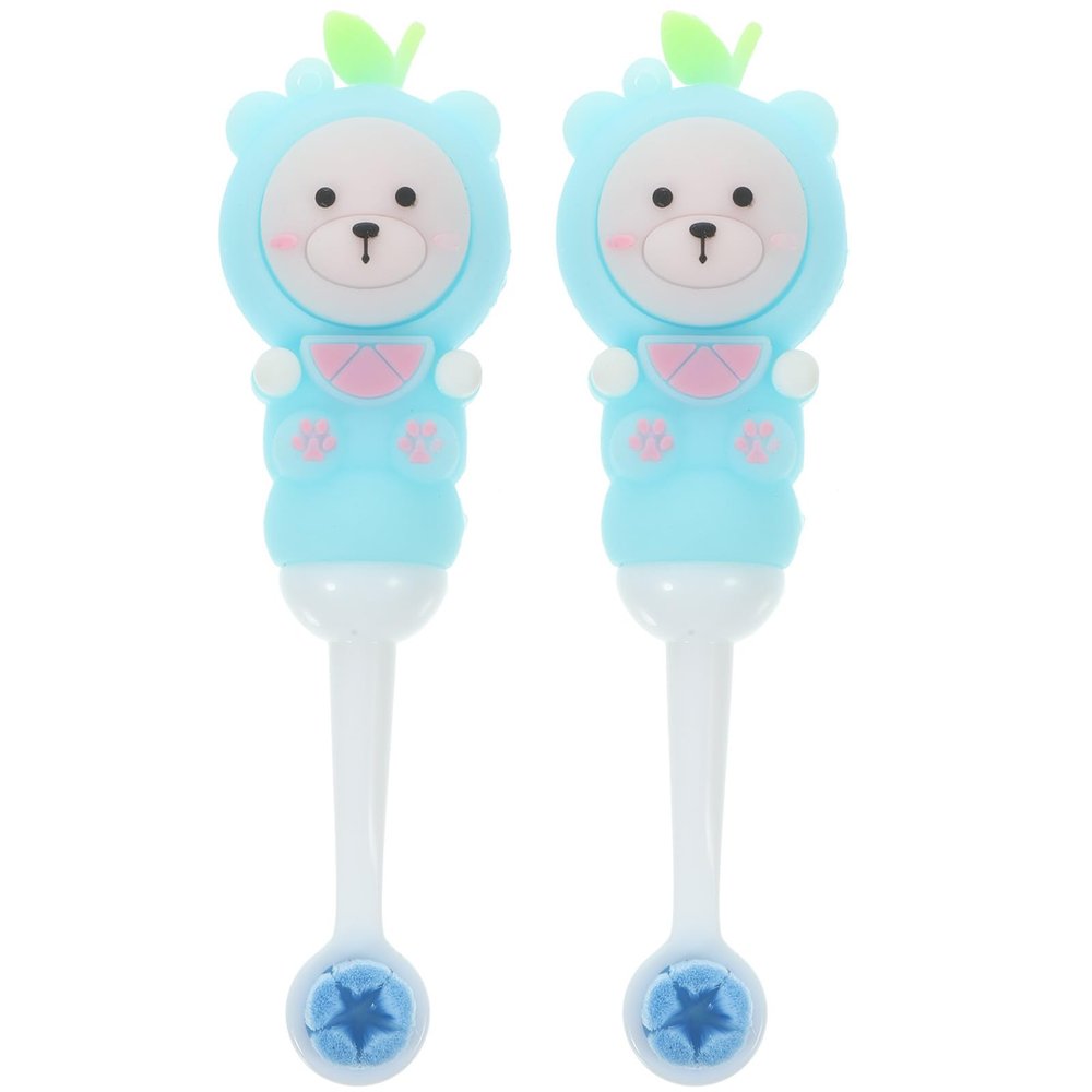 ROMISBABA Soft Silicone Toothbrushes Bear Shape Manual Toothbrushes 2pcs with Gentle Care for Teeth and Gums Suitable