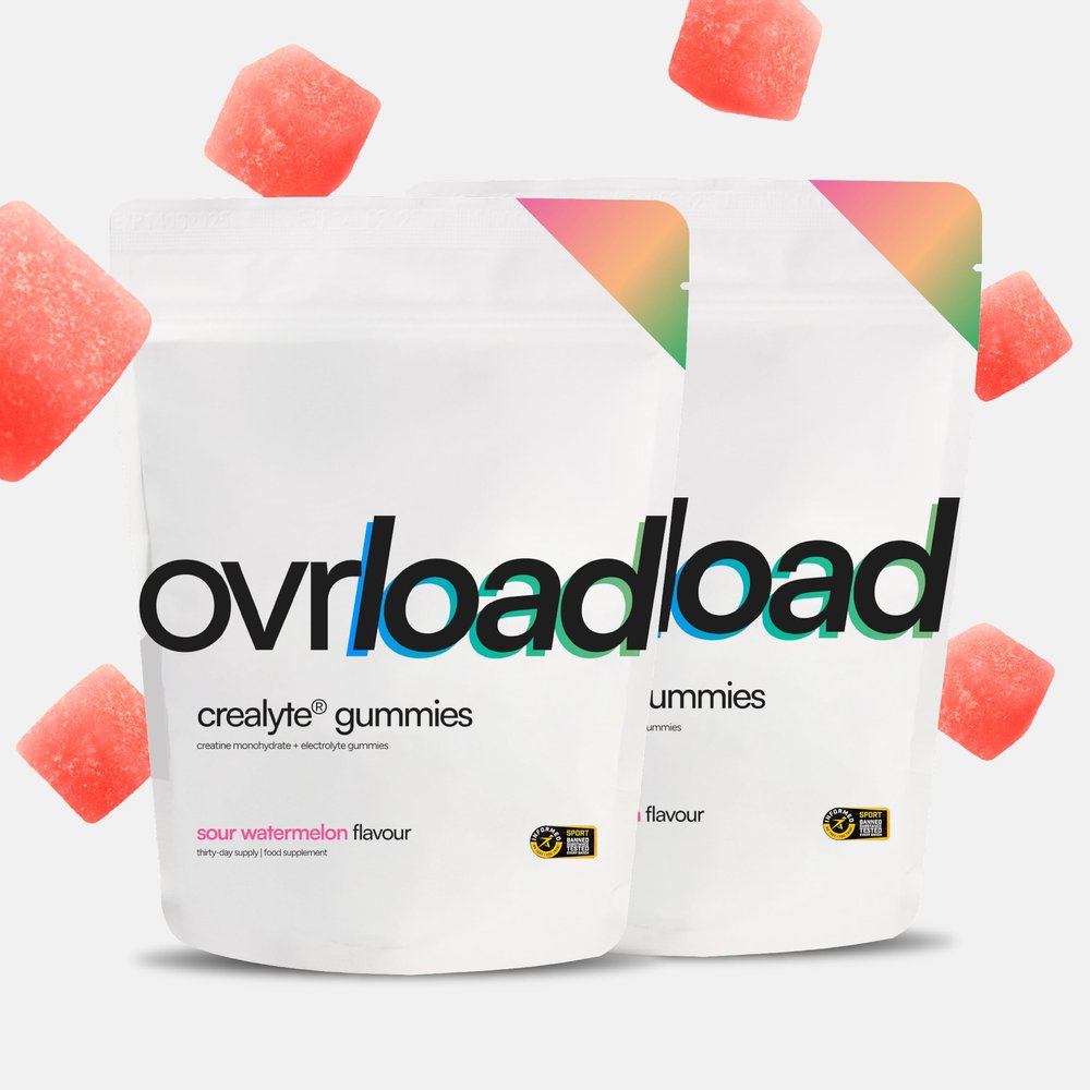 Ovrload Crealyte Gummies, 90 Creatine Gummies (2 Month Supply), 4500mg per Serving, Added Electrolytes Vitamin D3 & Pink Himalayan Salt (90 Count (Pack of 2), Sour Watermelon)