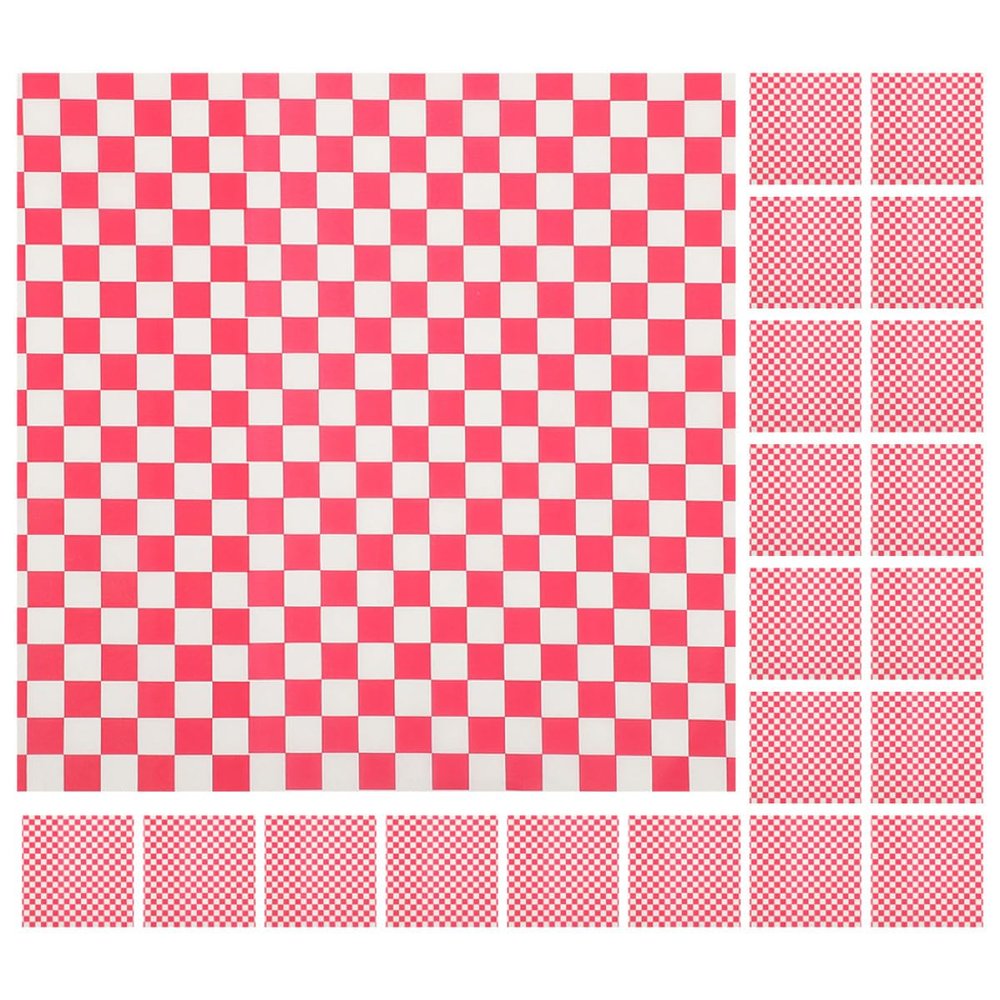 RUNROTOO 50 Sheets Multi-Function French Fries Paper Food Wrapping Paper Sheets Pink Greaseproof Lightweight Food Wrap for Parties and Bakeries
