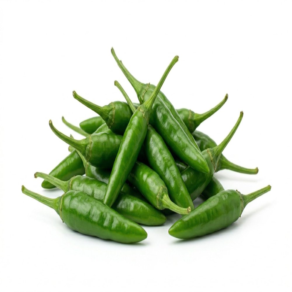 Fresh Bird's Eye Green Chilli Peppers, Whole, 1000g, Product of India