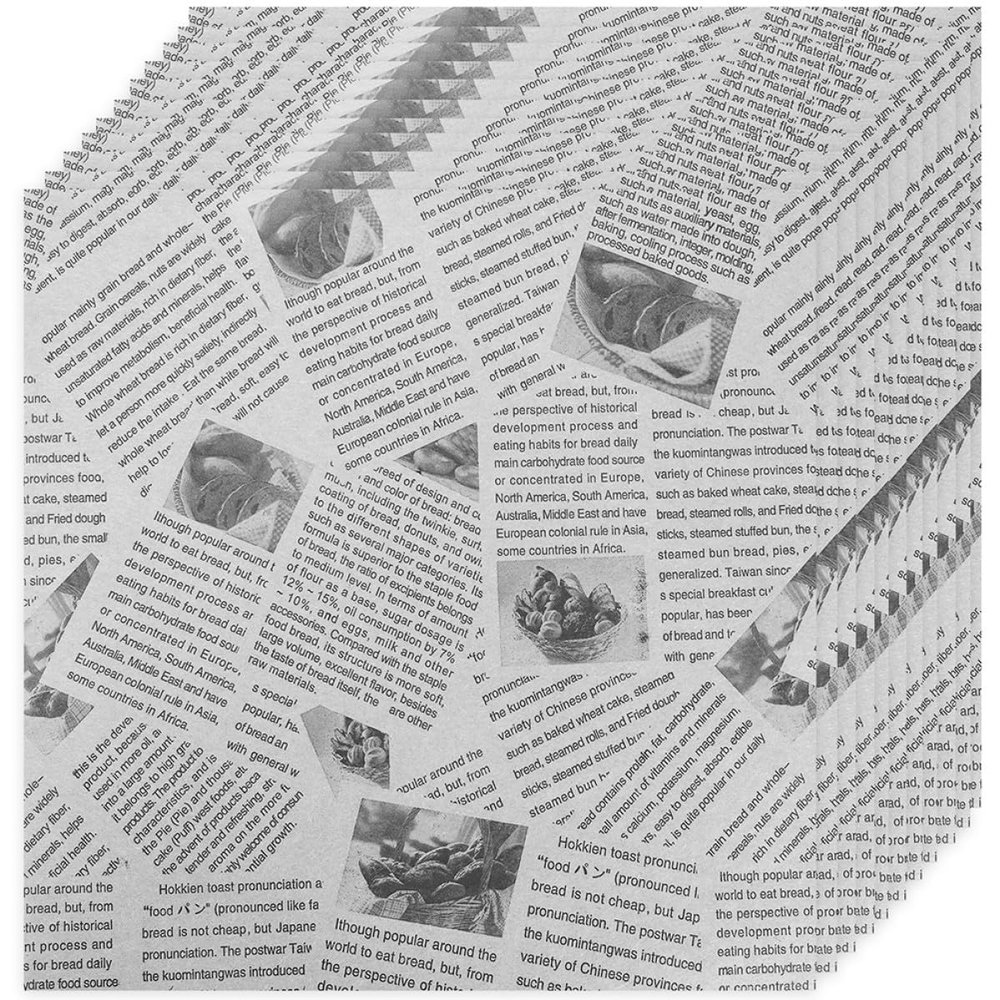 MAGICLULU 100pcs White Newspaper Style Greaseproof Food Wrapping Paper Sheets for French Fries and Sandwiches, Waterproof Paper for Family Gatherings and Weddings