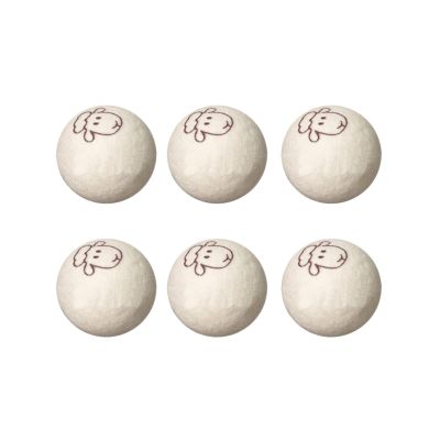 Garosa 6Pcs 7cm Laundry Wool Dryer Balls Cute Sheep Picture Design White Wool Dry and Wrinkle Removal Ball for Clothing Towels Linens Fibers Cotton and Linen