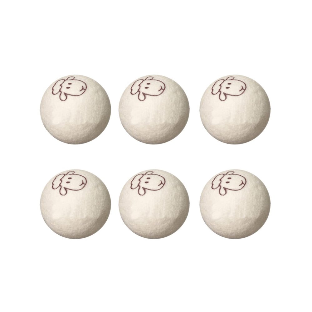 Garosa 6Pcs 7cm Laundry Wool Dryer Balls Cute Sheep Picture Design White Wool Dry and Wrinkle Removal Ball for Clothing Towels Linens Fibers Cotton and Linen