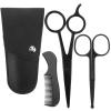 HINTRMENT Men's Beard Trimming Kit with Stainless Steel Mustache Scissors and Comb Set, Precise Trimming and Clean Cut for Beard and Mustache Grooming, for Barber Shops and Home DIY, Silver view 1