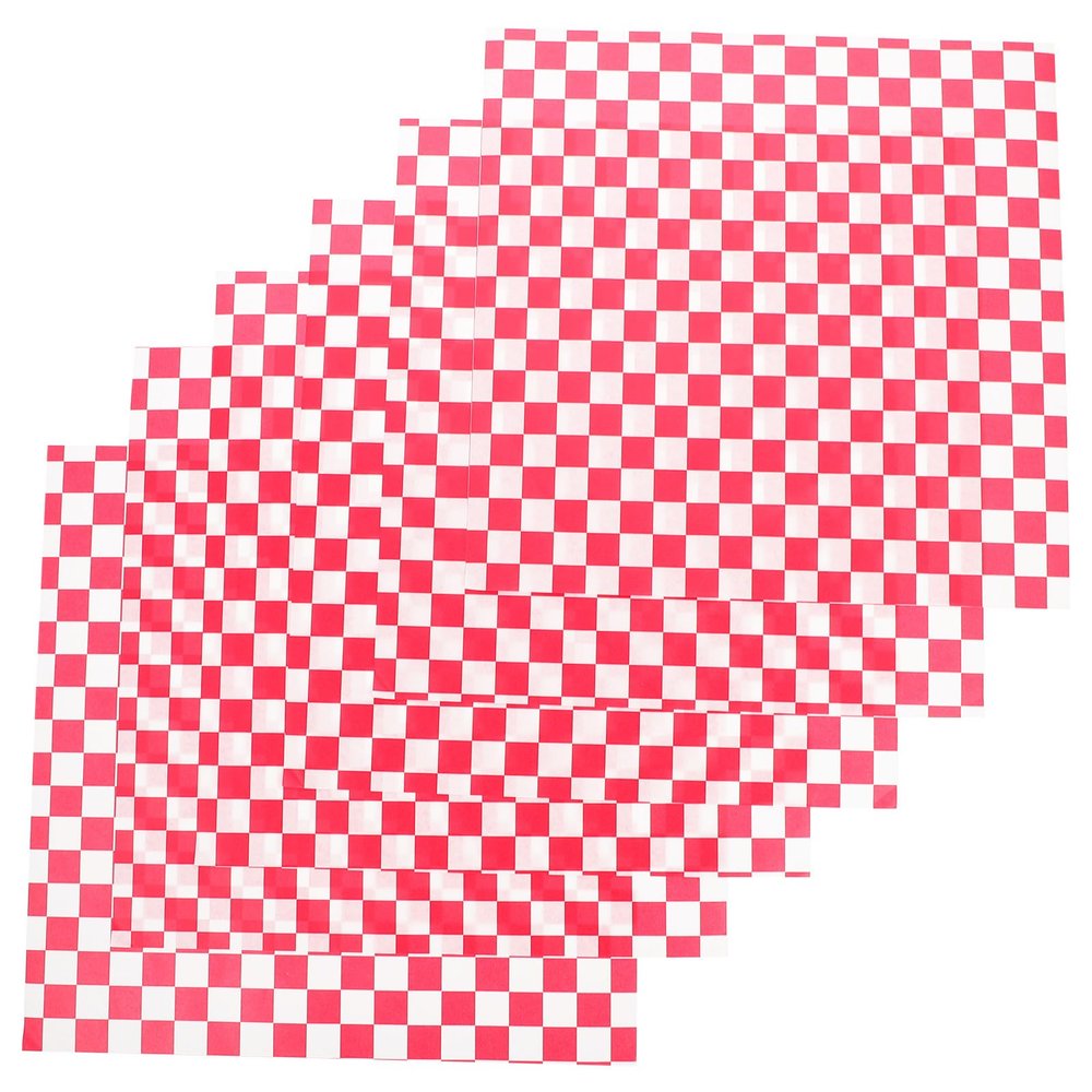 DONFAMDS Greaseproof Baking Paper Pads Food Safe 200pcs Red Checkered Multi-Functional Paper Liner for Kitchen and Baking Use for Pizza, Snacks, and Fries