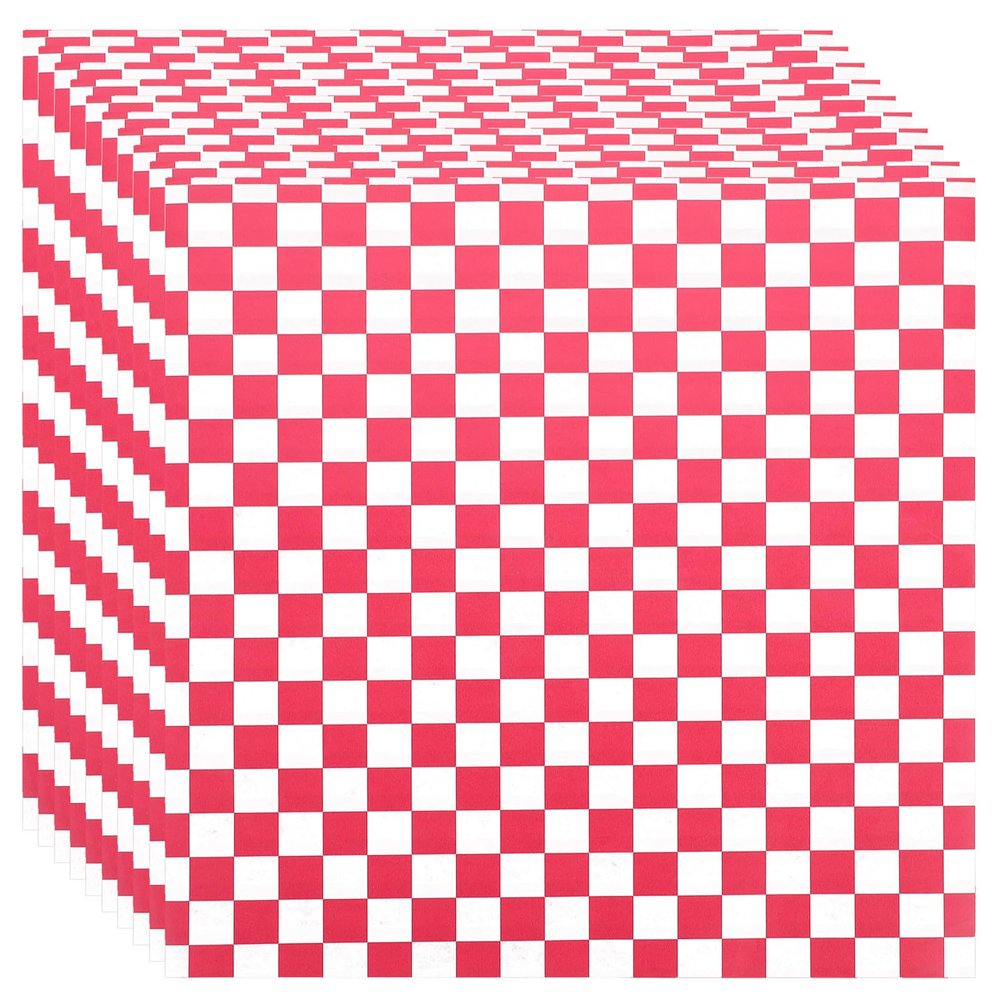 PRETYZOOM 200pcs Red Checkered Greaseproof Snack Paper Wraps Food Grade Cooking Paper Pads for Baking and Daily Use Multi-Functional Food Safe