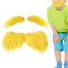 Yellow Mustache Fake Eyebrow Set - Self Adhesive Plush Fiber | Facial Hair Costume Funny For Christmas Cosplay Party Scene Use | Reusable Stick On Use view 1