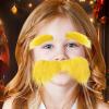 Yellow Mustache Fake Eyebrow Set - Self Adhesive Plush Fiber | Facial Hair Costume Funny For Christmas Cosplay Party Scene Use | Reusable Stick On Use view 3