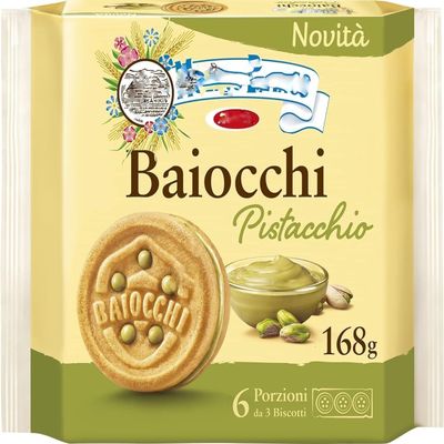 Baiocchi Pistacchio 168g Italian Biscoti Cookies | Soft Shortbread Pastries Biscuits | GMO & Palm Oil Free | Icon of Taste and Goodness (Pistacchio 168g, 6 Pack)