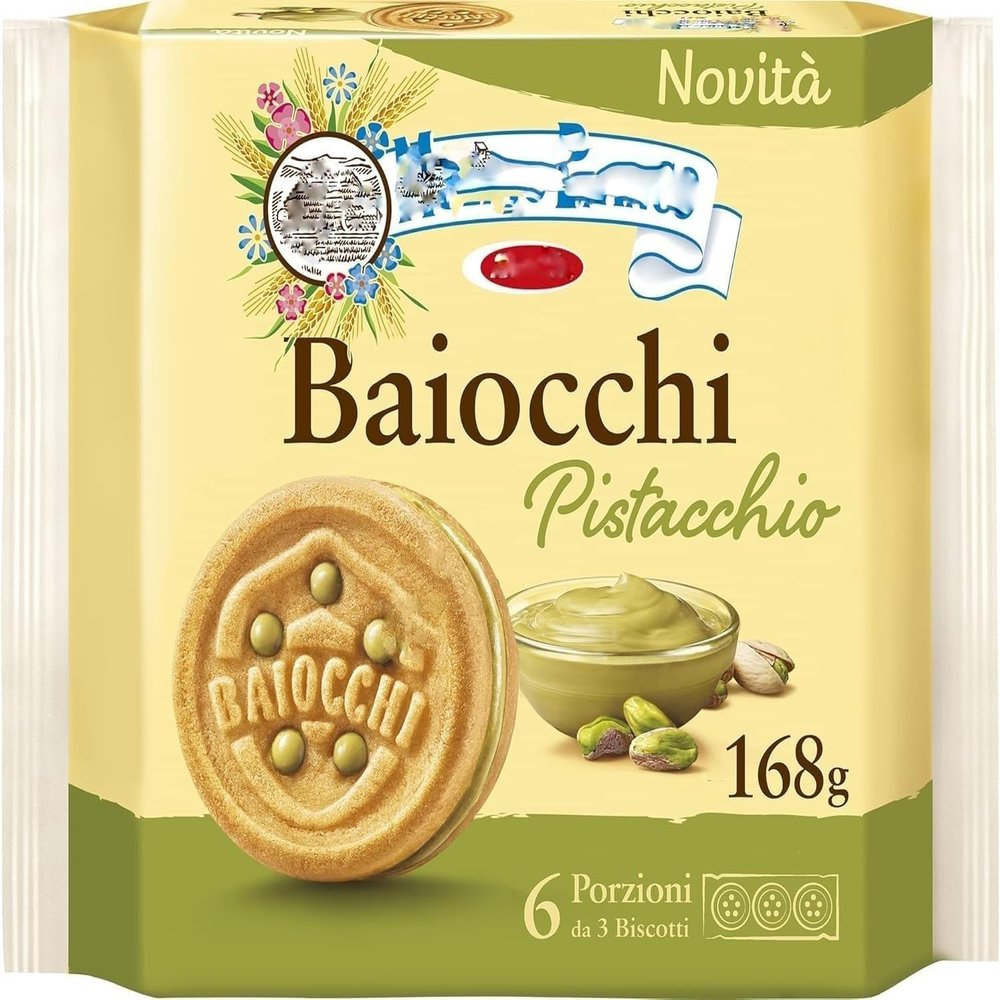 Baiocchi Pistacchio 168g Italian Biscoti Cookies | Soft Shortbread Pastries Biscuits | GMO & Palm Oil Free | Icon of Taste and Goodness (Pistacchio 168g, 6 Pack)