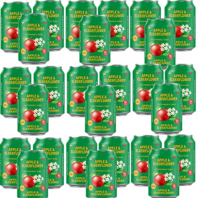 Apple & Elderflower Soft Drink Can 330ml - Low Calorie Fruit Juice - Naturally Low in Sugar (24 x Cans (Full Box))