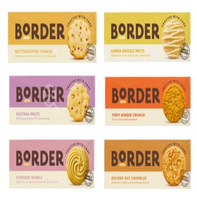 Border Biscuits Variety Pack, Butterscotch Crunch, Lemon Drizzle Melts, Sultana Melts, Fiery Ginger Crunch, Viennese Whirls, Golden Oat Crumbles