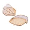 2pcs Bamboo Woven Food Baskets with Gauze Cover, Khaki view 1