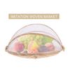 2pcs Bamboo Woven Food Baskets with Gauze Cover, Khaki view 3