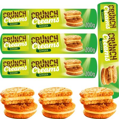 Ginger Crunch Creams Biscuits Pack 200g - Pack of 4 - Really Crunchy Creamy Biscuits- fs