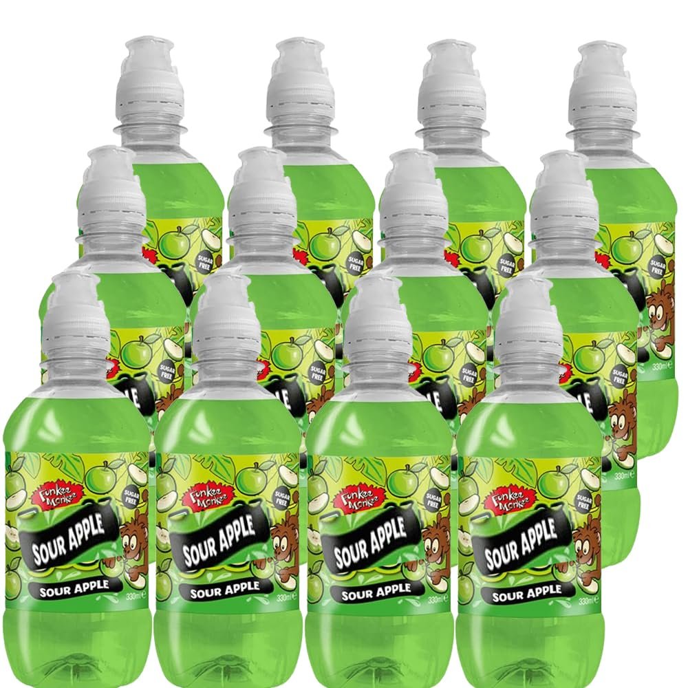 Variety Flavour Soft Drink 330ml Sour Apple, Summer Fruits, Orange & Mango, Refreshing Fizzy Beverages, Mixed Fruit Soda Pack - Frtjy (12 x Bottle, Sour Apple)