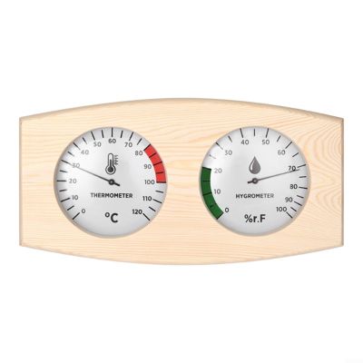 BEAZOOM 2-in-1 Wooden Sauna for Thermo-Hygrometer, Clear Display Temp 0-120 Humidity 0-100% Monitor for Indoor Outdoor Steam Rooms